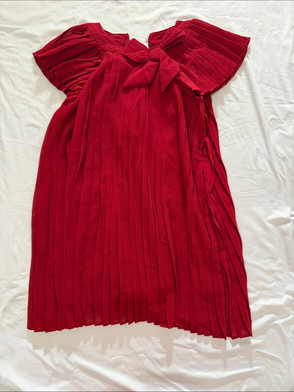 Mud Pie Red Pleated Bow-Front Girls' Dress